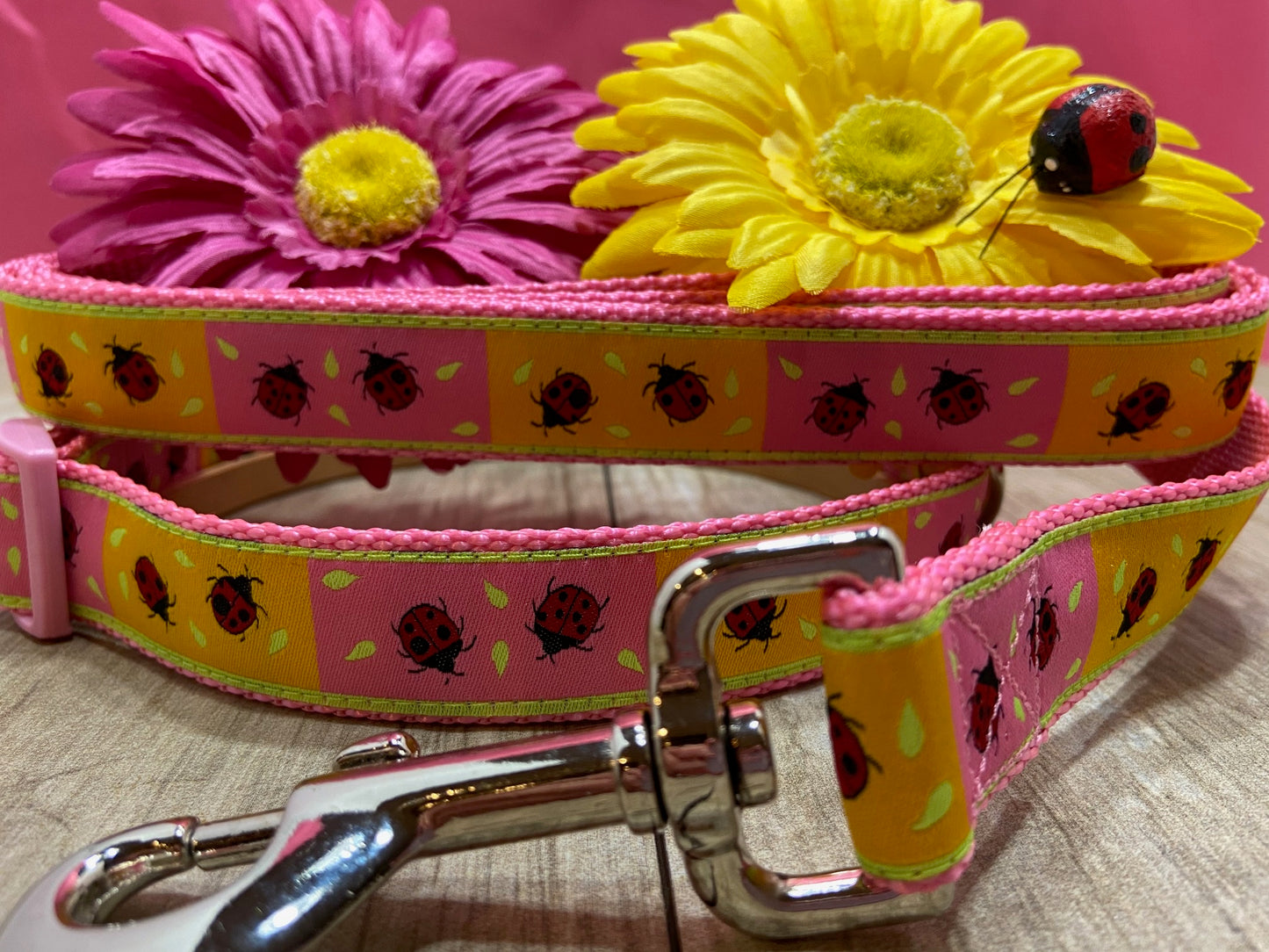 Two Times a Lady Ladybug Adjustable Dog Collar