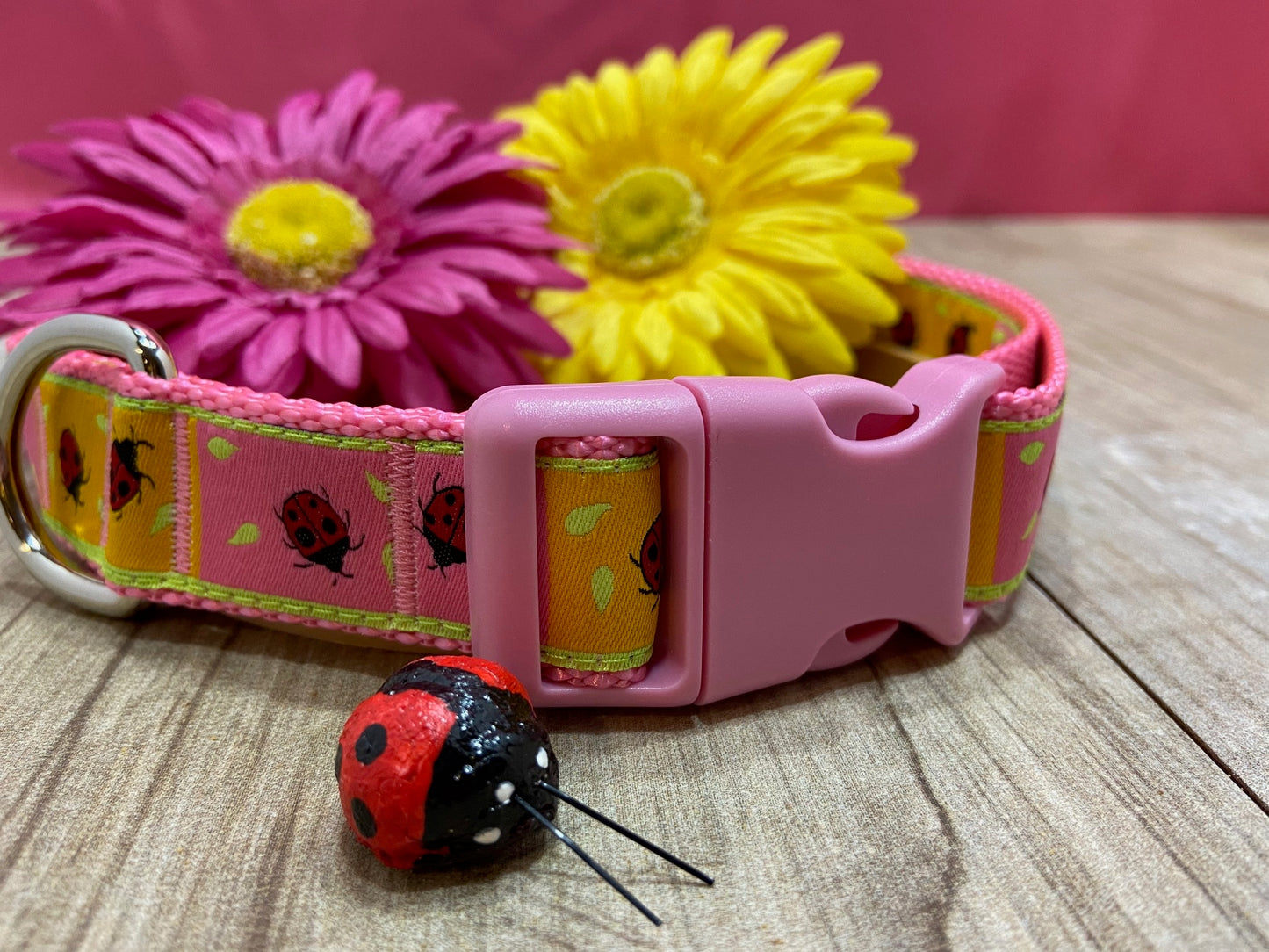 Two Times a Lady Ladybug Adjustable Dog Collar
