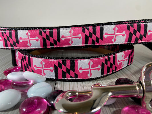 Miss Maryland Flag Pink Adjustable Dog Collar