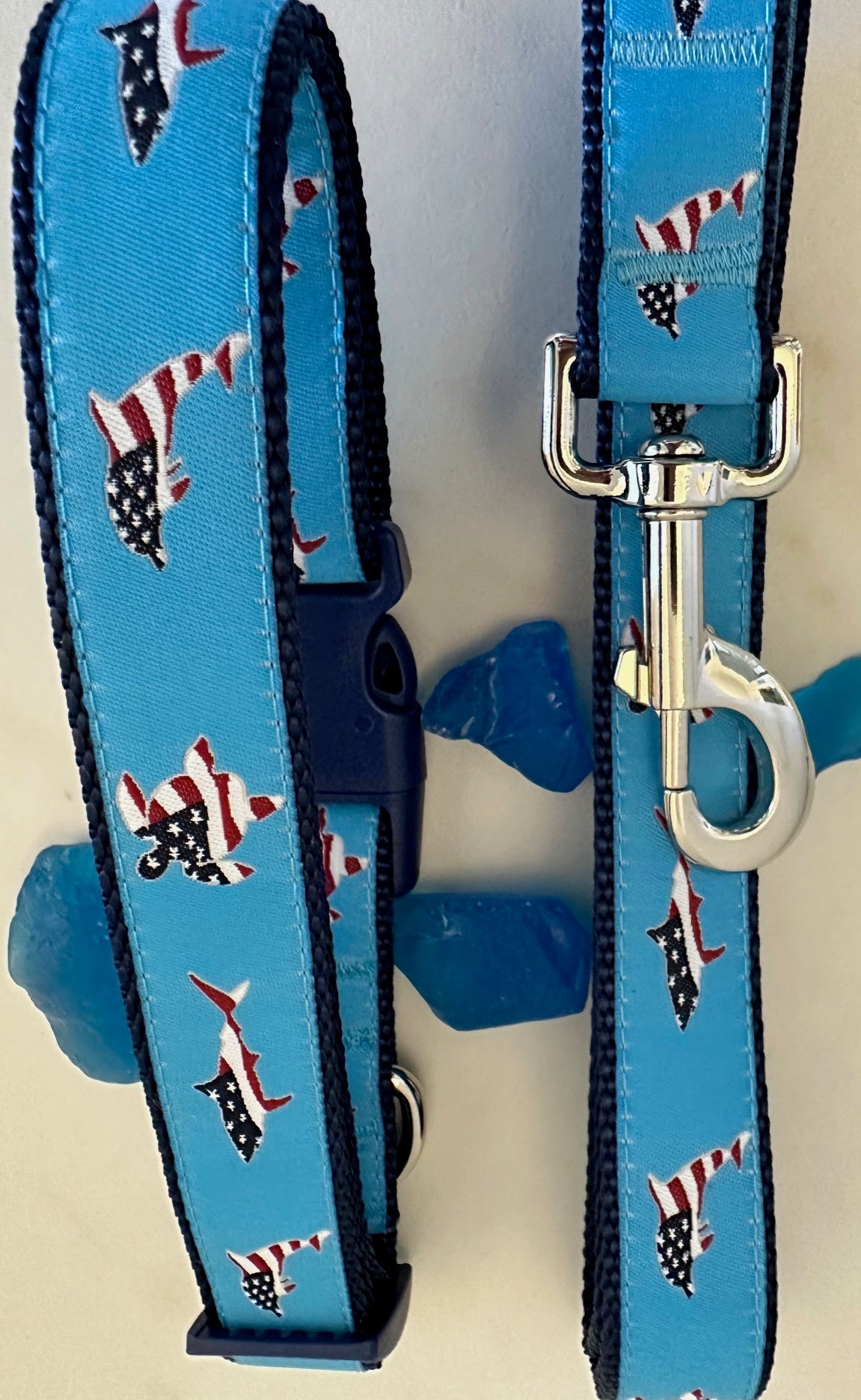 Patriotic Sea Turtle Dolphin and Shark Adjustable Dog Collar