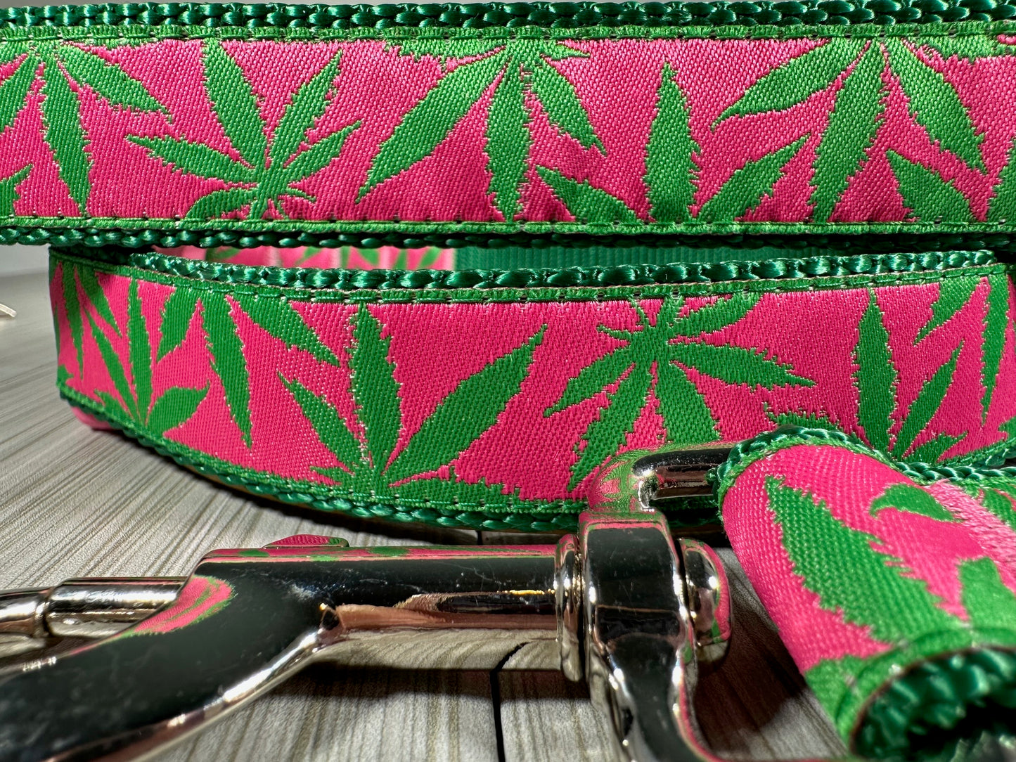 Green Leaves Pink Version Adjustable Dog Collar (Copy)