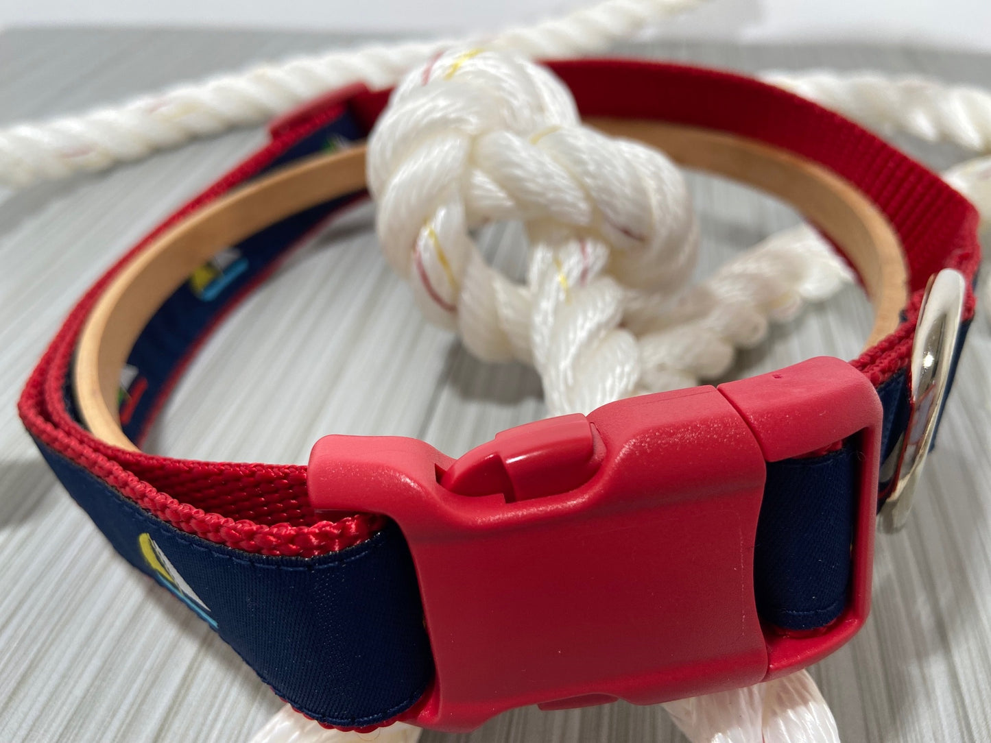 Preppy Sailboat Adjustable Dog Collar