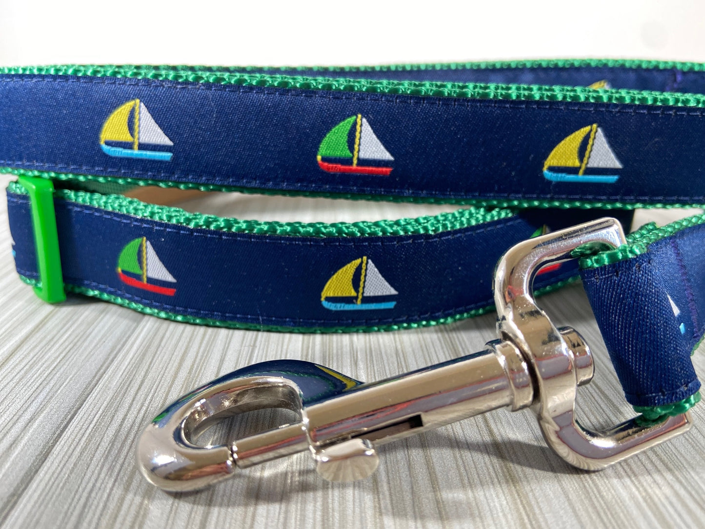 Preppy Sailboat Adjustable Dog Collar
