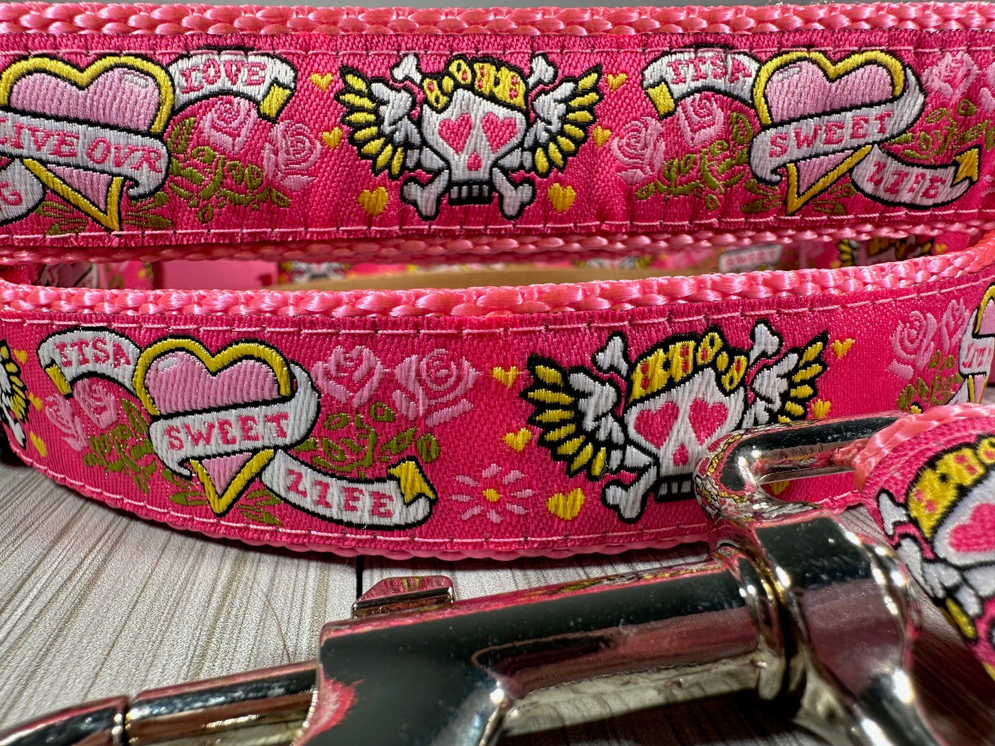 Sweet Life Pink Skulls Adjustable Dog Collar