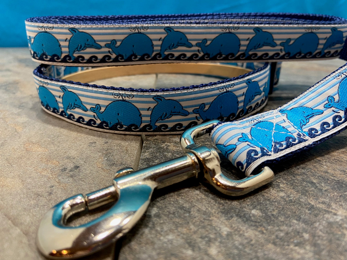 Waverunners Whale and Dolphin Adjustable Dog Collar