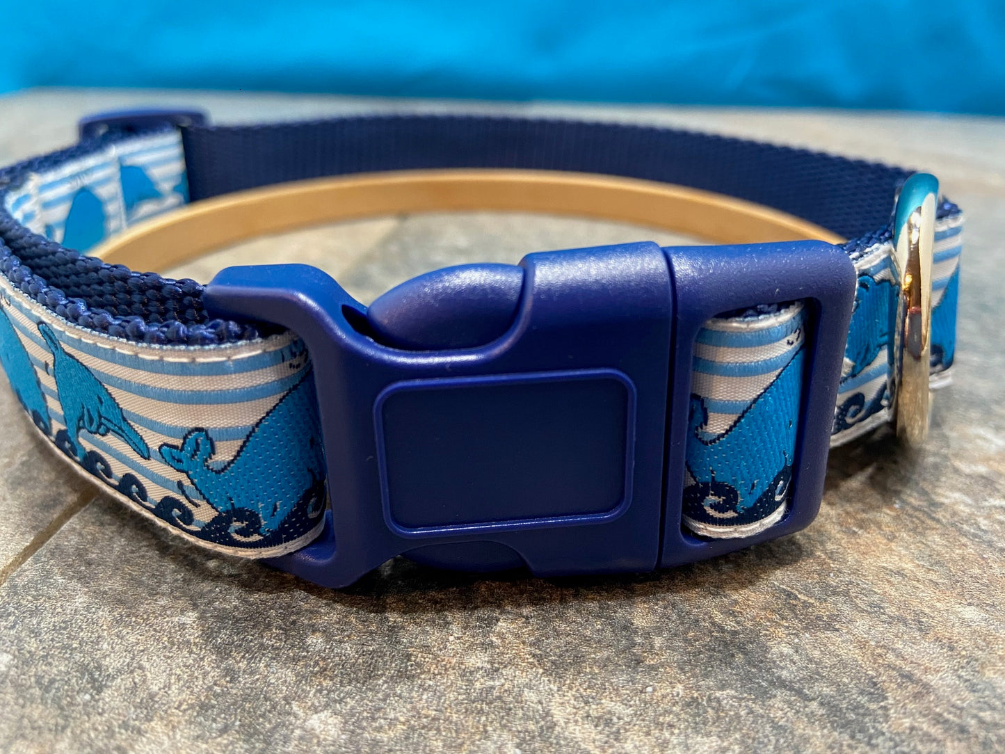 Waverunners Whale and Dolphin Adjustable Dog Collar