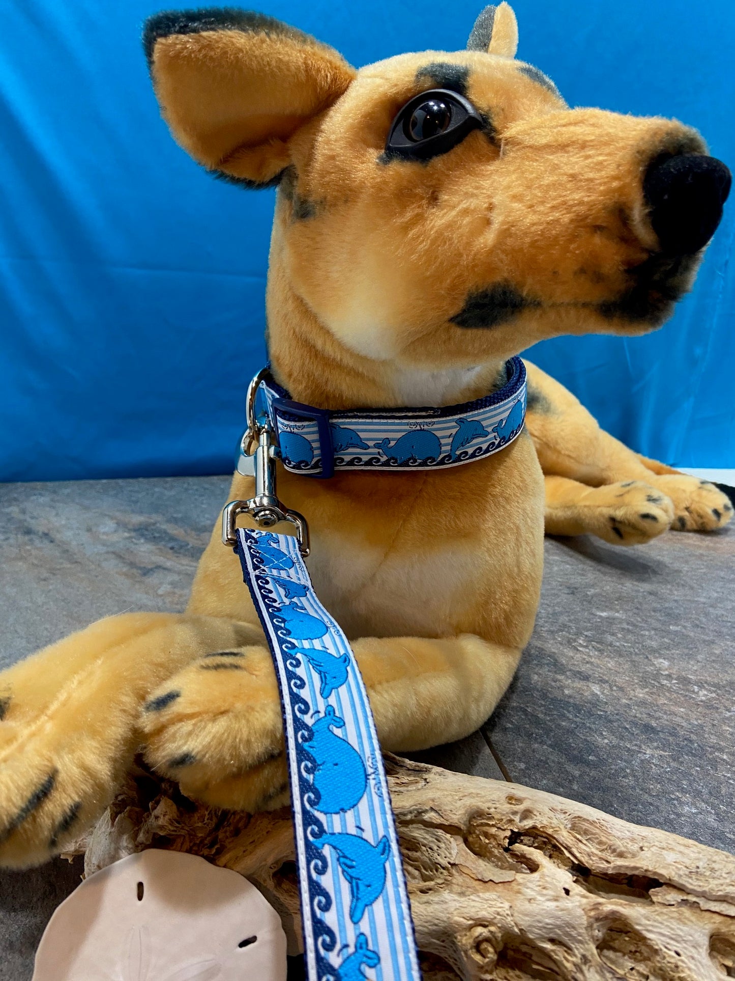 Waverunners Whale and Dolphin Adjustable Dog Collar