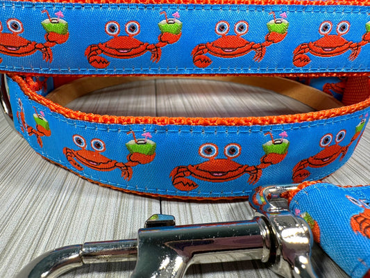 Cocktail Orange Crab with Martini Adjustable Dog Collar