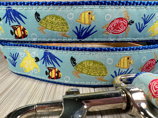 Islamorada Turtle and Fish Adjustable Dog Collar
