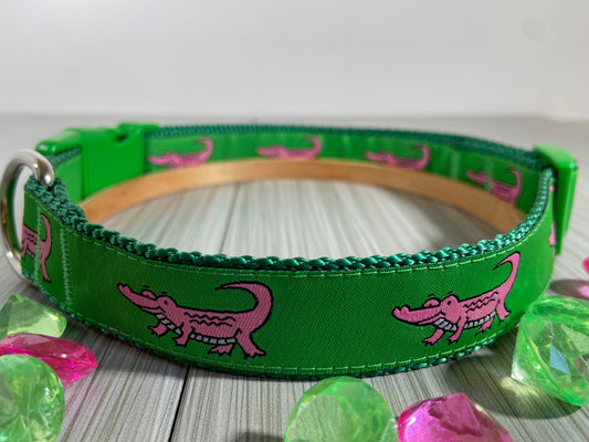 Lady Gator Pink Alligator Adjustable Dog Collar