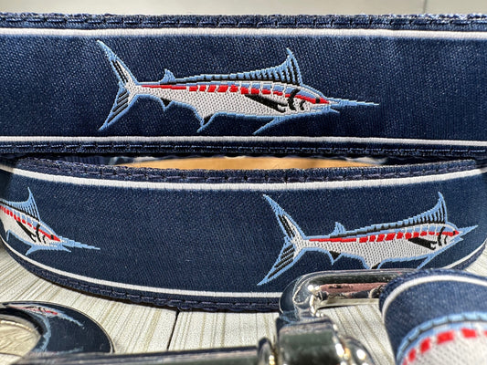 Blue Marlin Fisherman Adjustable Dog Collar