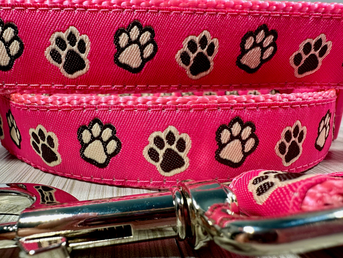 Pink Paw Prints Adjustable Dog Collar