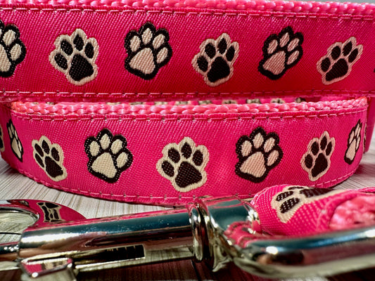 Pink Paw Prints Adjustable Dog Collar