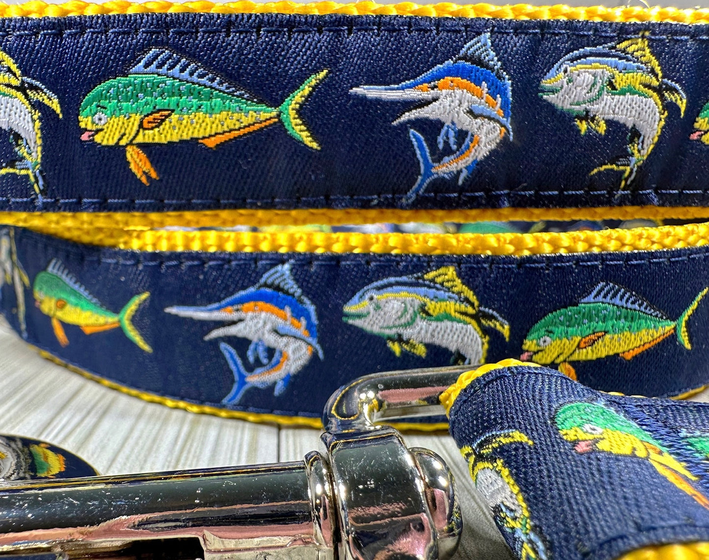 Reel Time Game Fish Mahi Tuna Sailfish Adjustable Dog Collar