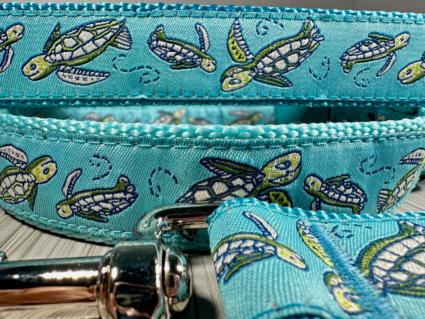 Sea Turtles Aqua Adjustable Dog Collar