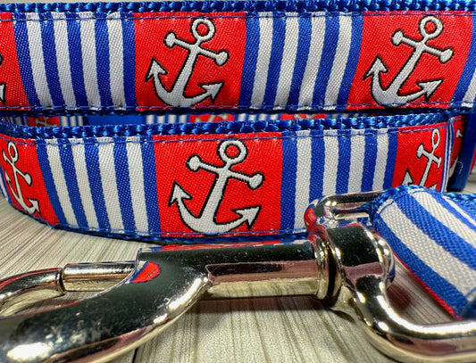 Son of a Sailor Anchor Striped Adjustable Dog Collar