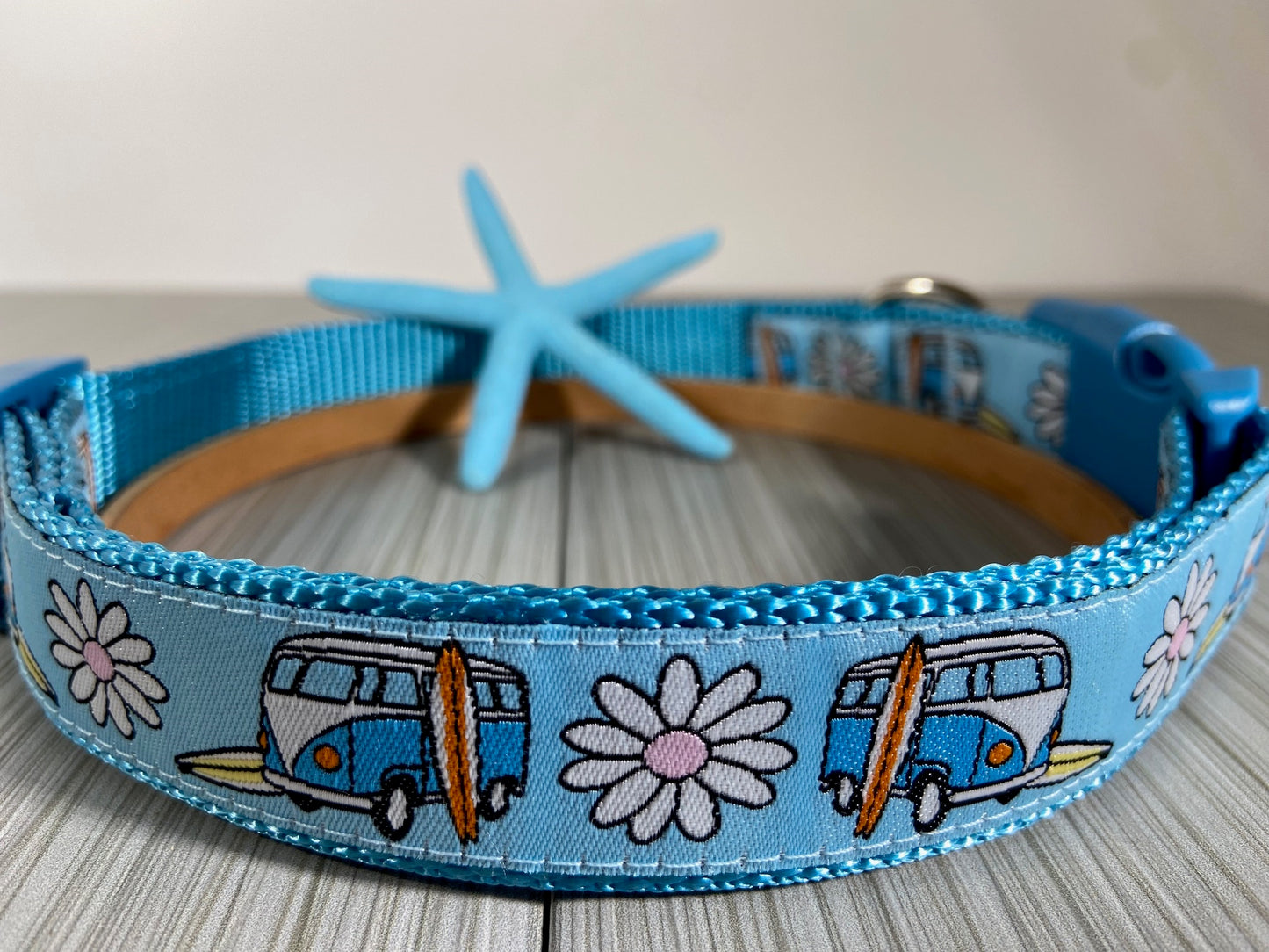 Retro VW Bus Surfboard Adjustable Dog Collar