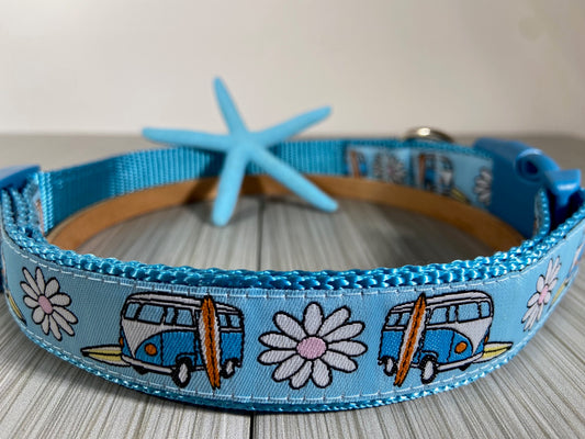 Retro VW Bus Surfboard Adjustable Dog Collar
