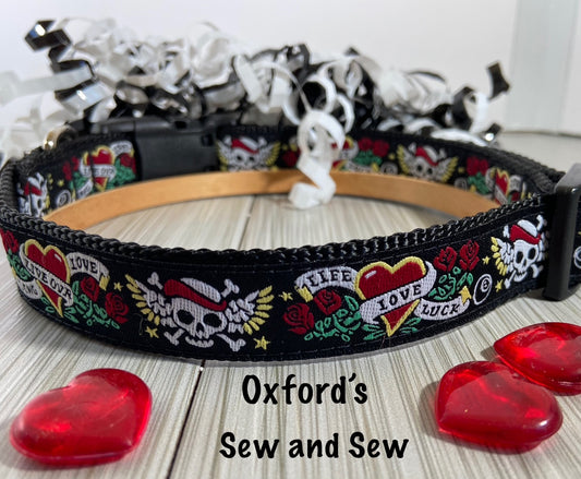 Black Skulls Adjustable Dog Collar