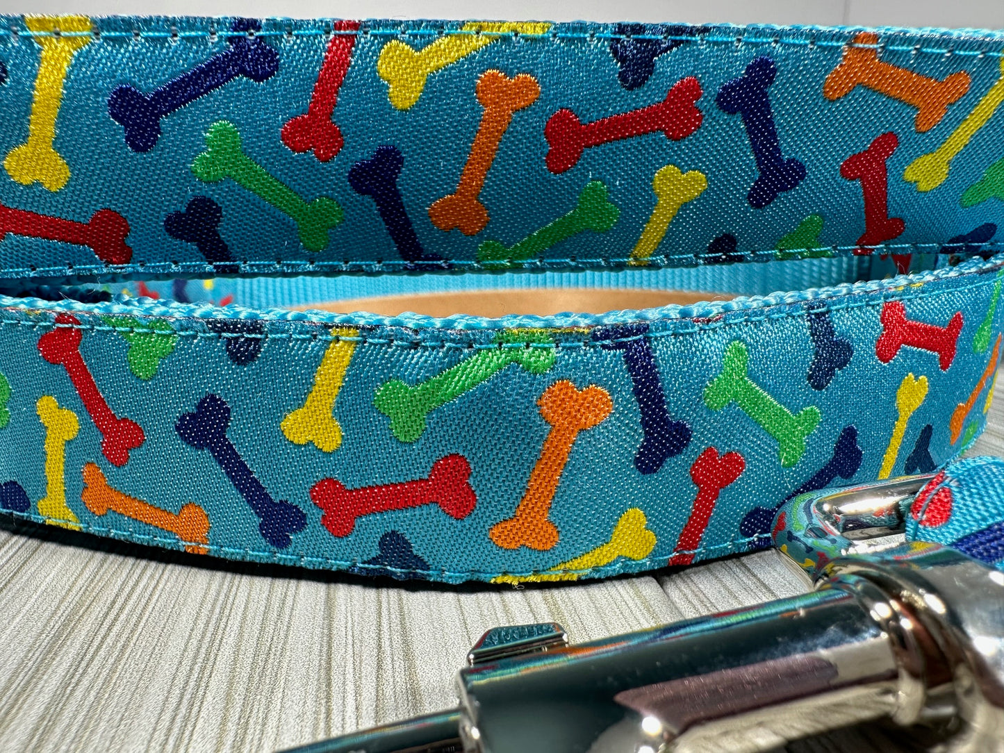 Blue Dog Bones Adjustable Dog Collar