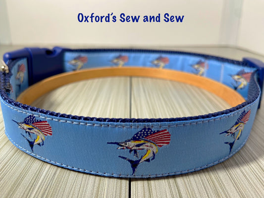 Jumping Sailfish Adjustable Dog Collar