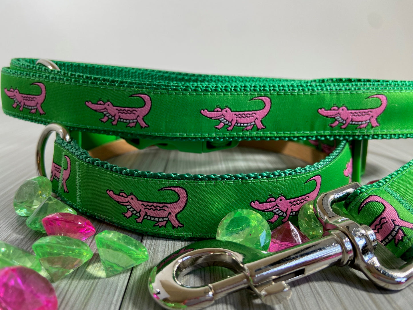 Lady Gator Pink Alligator Adjustable Dog Collar