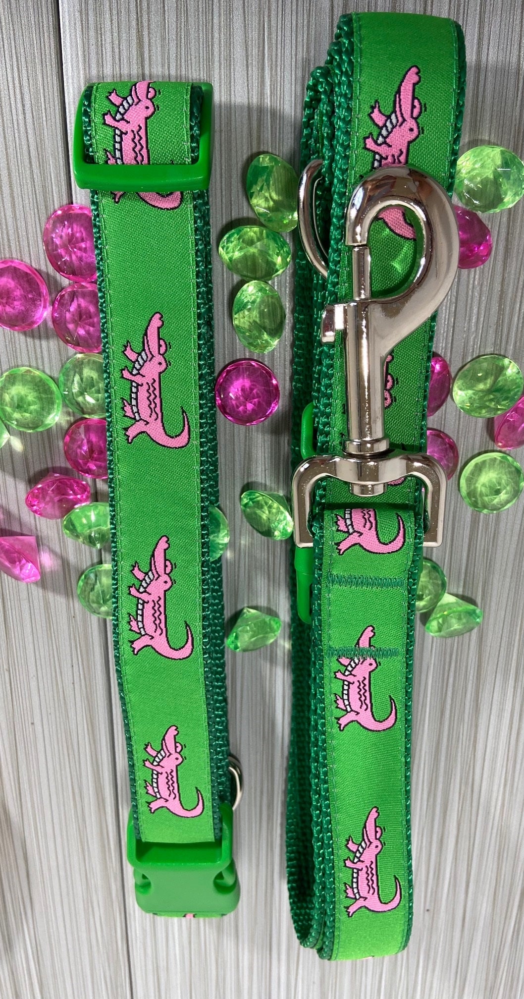 Lady Gator Pink Alligator Adjustable Dog Collar