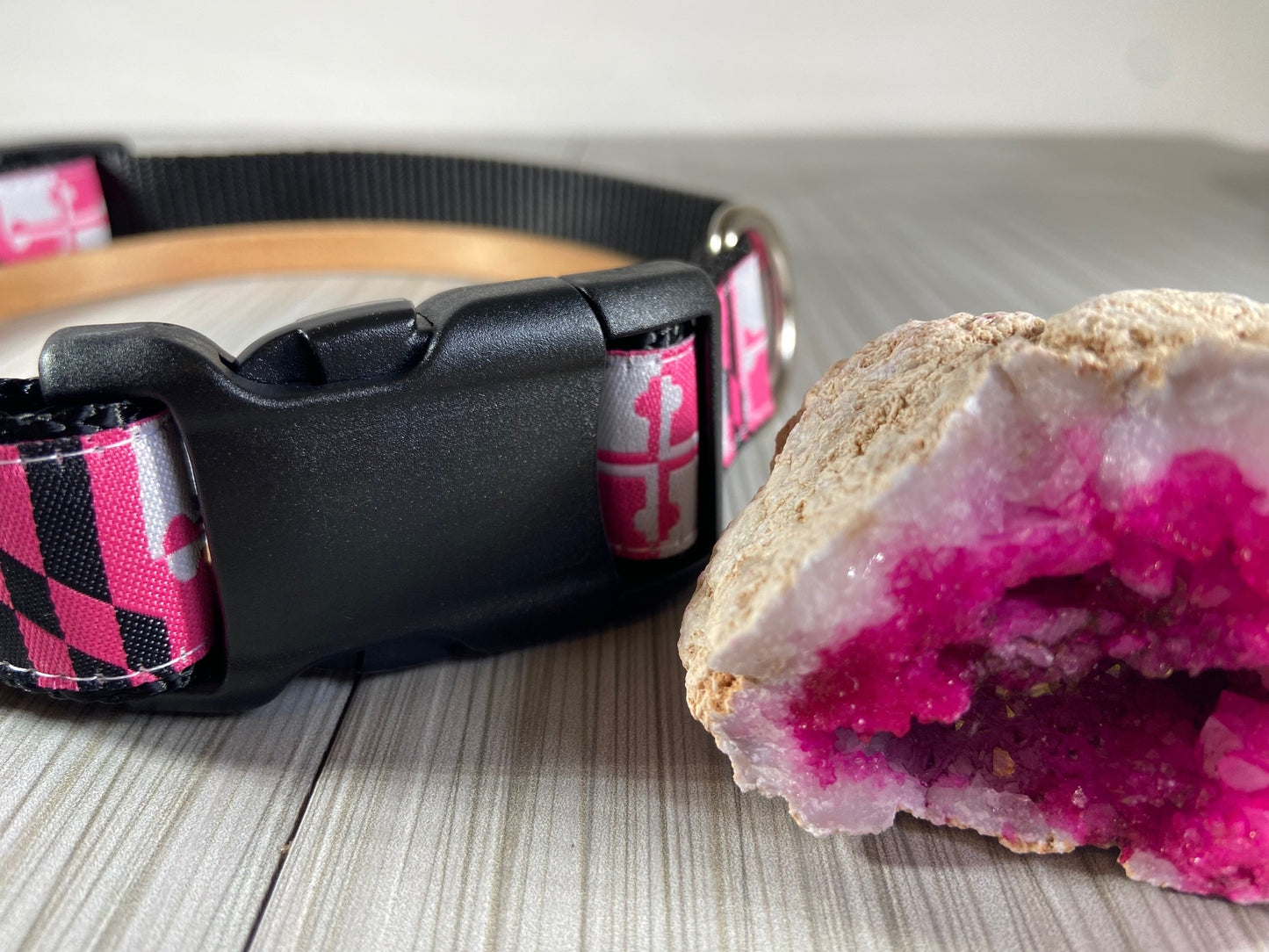 Miss Maryland Flag Pink Adjustable Dog Collar