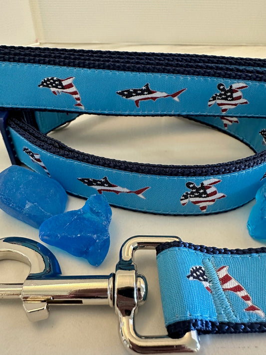Patriotic Sea Turtle Dolphin and Shark Adjustable Dog Collar