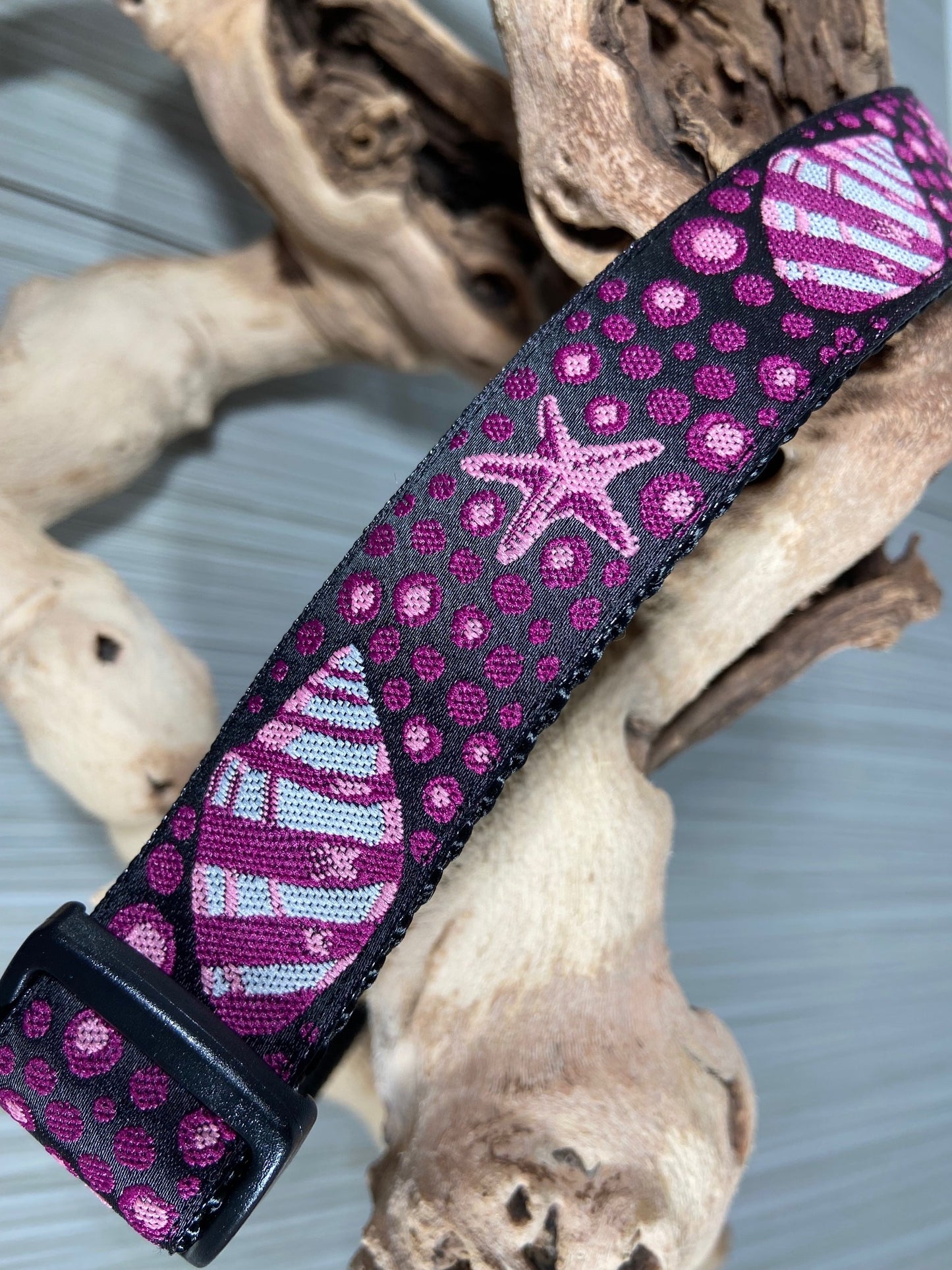 Purple Seashells Adjustable Dog Collar