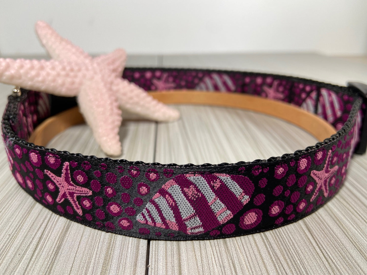 Purple Seashells Adjustable Dog Collar