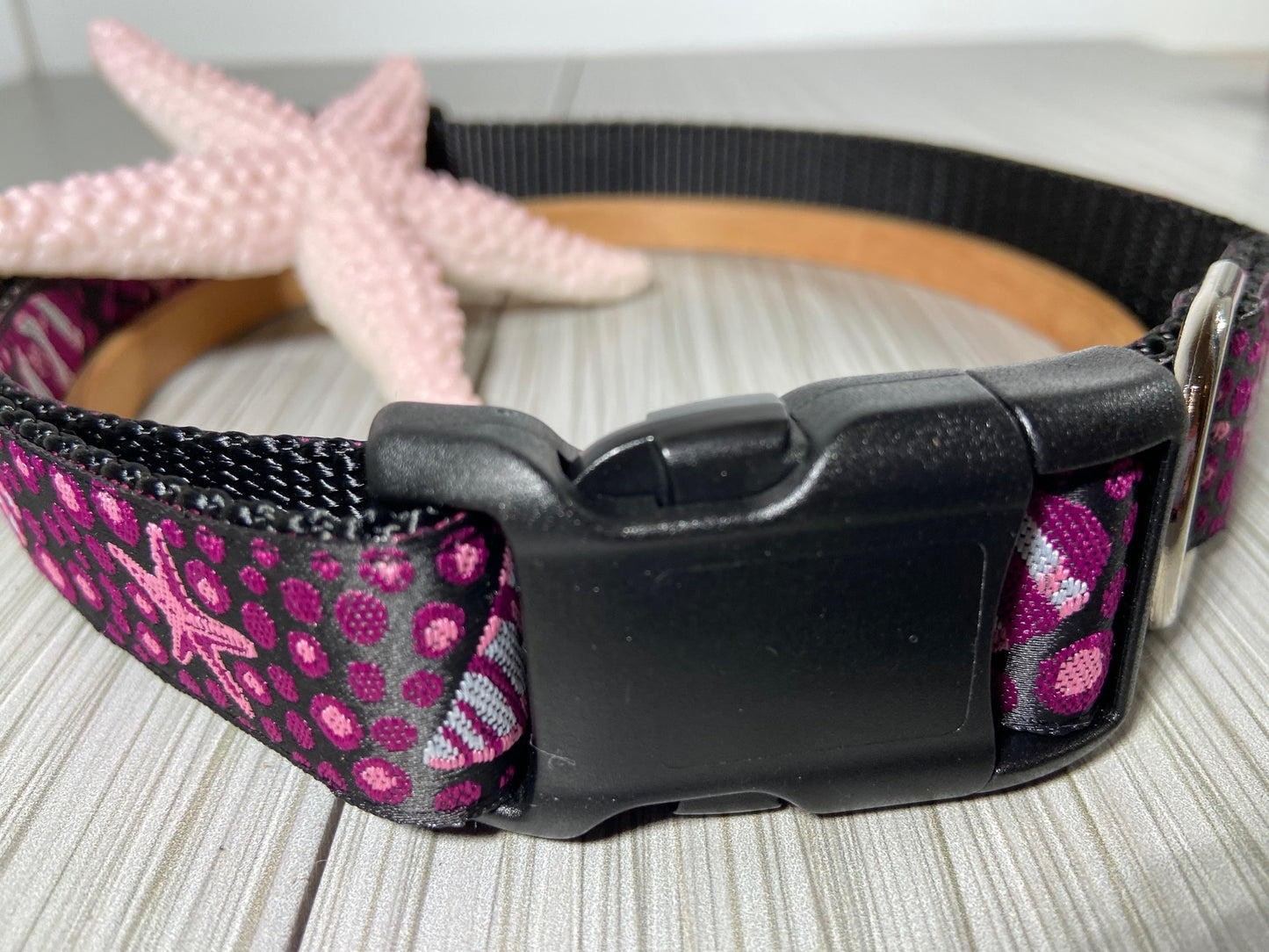 Purple Seashells Adjustable Dog Collar