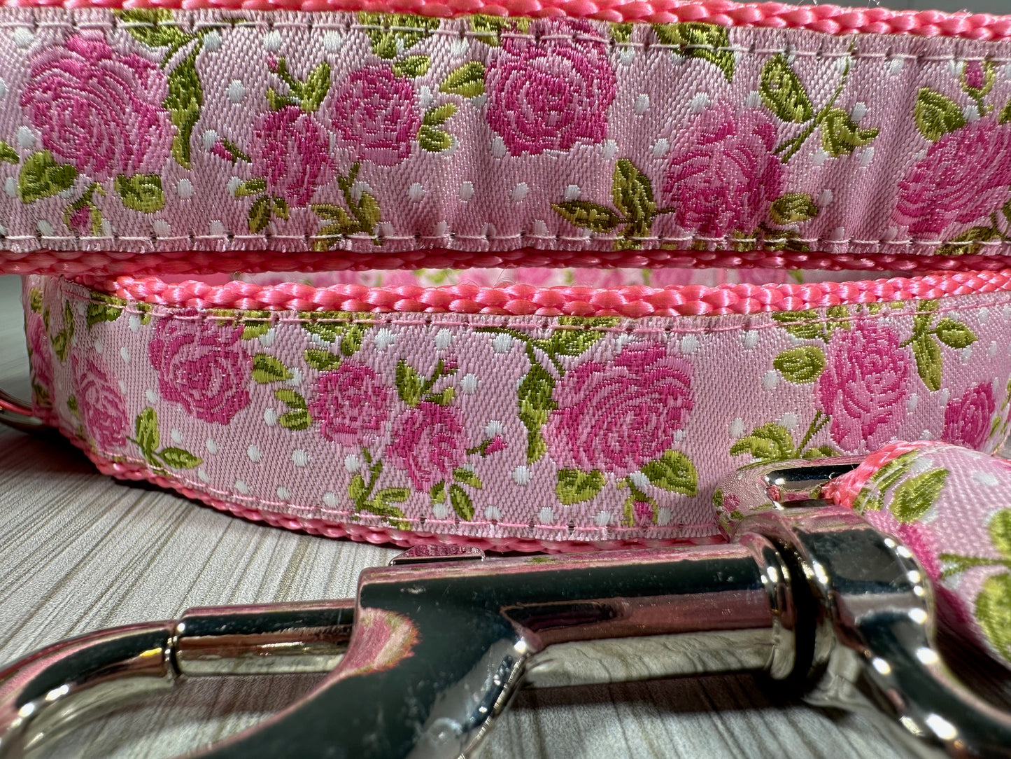 Rose Garden Blue Adjustable Dog Collar