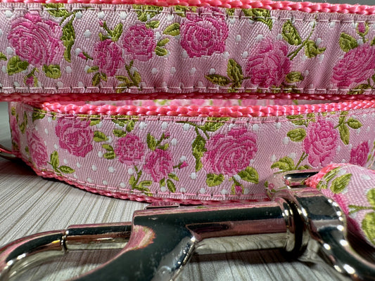 Rose Garden Blue Adjustable Dog Collar