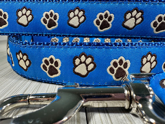 Royal Blue Paw Prints Adjustable Dog Collar