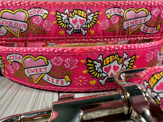 Sweet Life Pink Skulls Adjustable Dog Collar