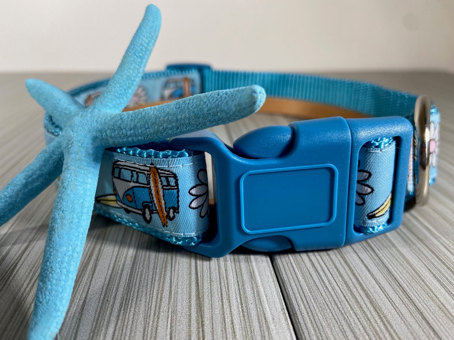 Retro VW Bus Surfboard Adjustable Dog Collar