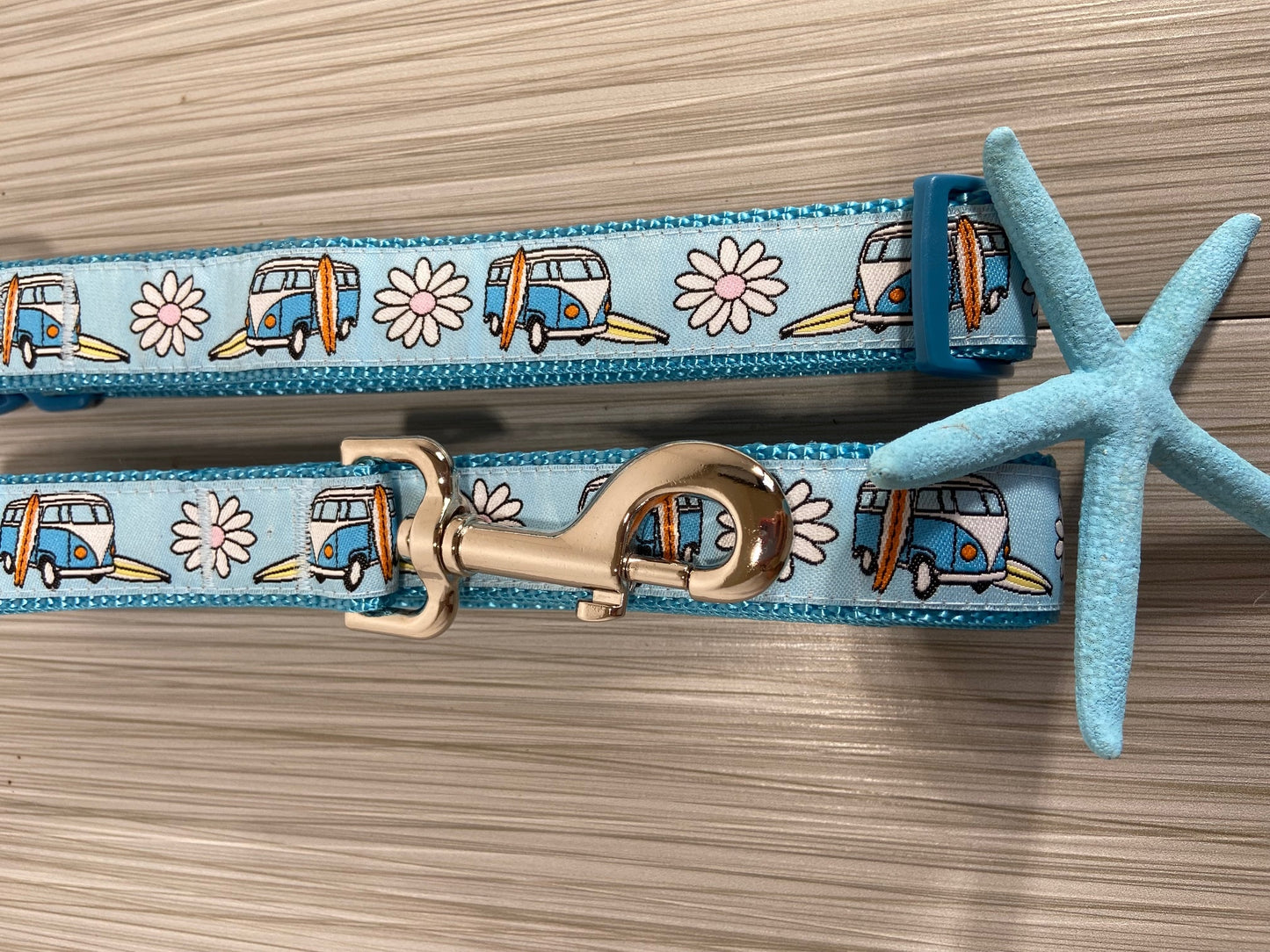 Retro VW Bus Surfboard Adjustable Dog Collar